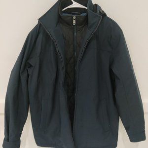 NWoT Weatherproof Men's Quilt Bibbed Hooded Tech Jacket Size M Blue $120 DD157